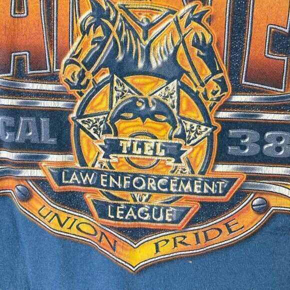 Vintage Teamsters Local 385 Union Pride T-Shirt‎ Men's M Blue Graphic Crew Neck - Picture 7 of 10